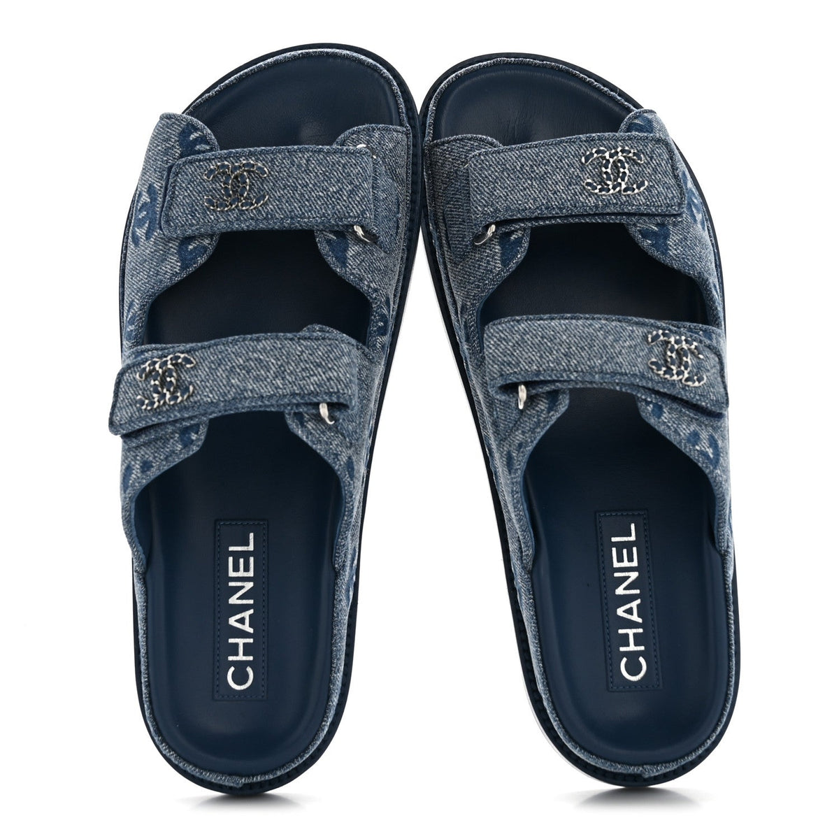 Denim CC Velcro Dad Chain CC Slide Sandals 39 Blue