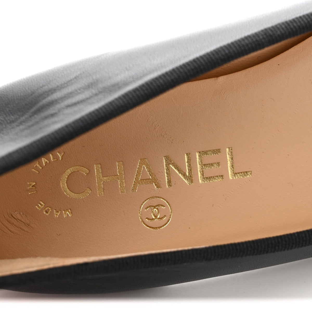 Lambskin Patent Cap Toe Ballerina Flats 37 Black
