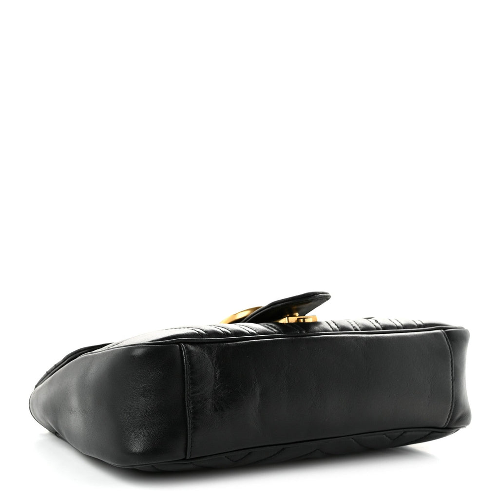 Calfskin Matelasse Small GG Marmont Shoulder Bag Black