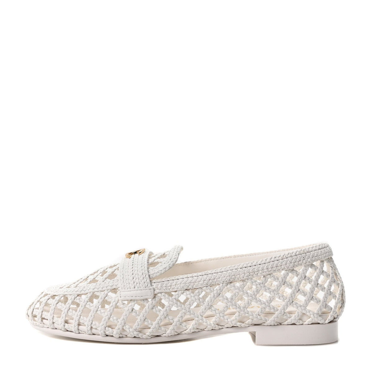 Braided Lambskin CC Mocassin Loafers 41 White 37 White