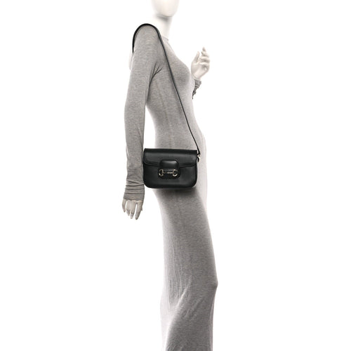 Arabella Calfskin Horsebit 1955 Small Shoulder Bag  Black