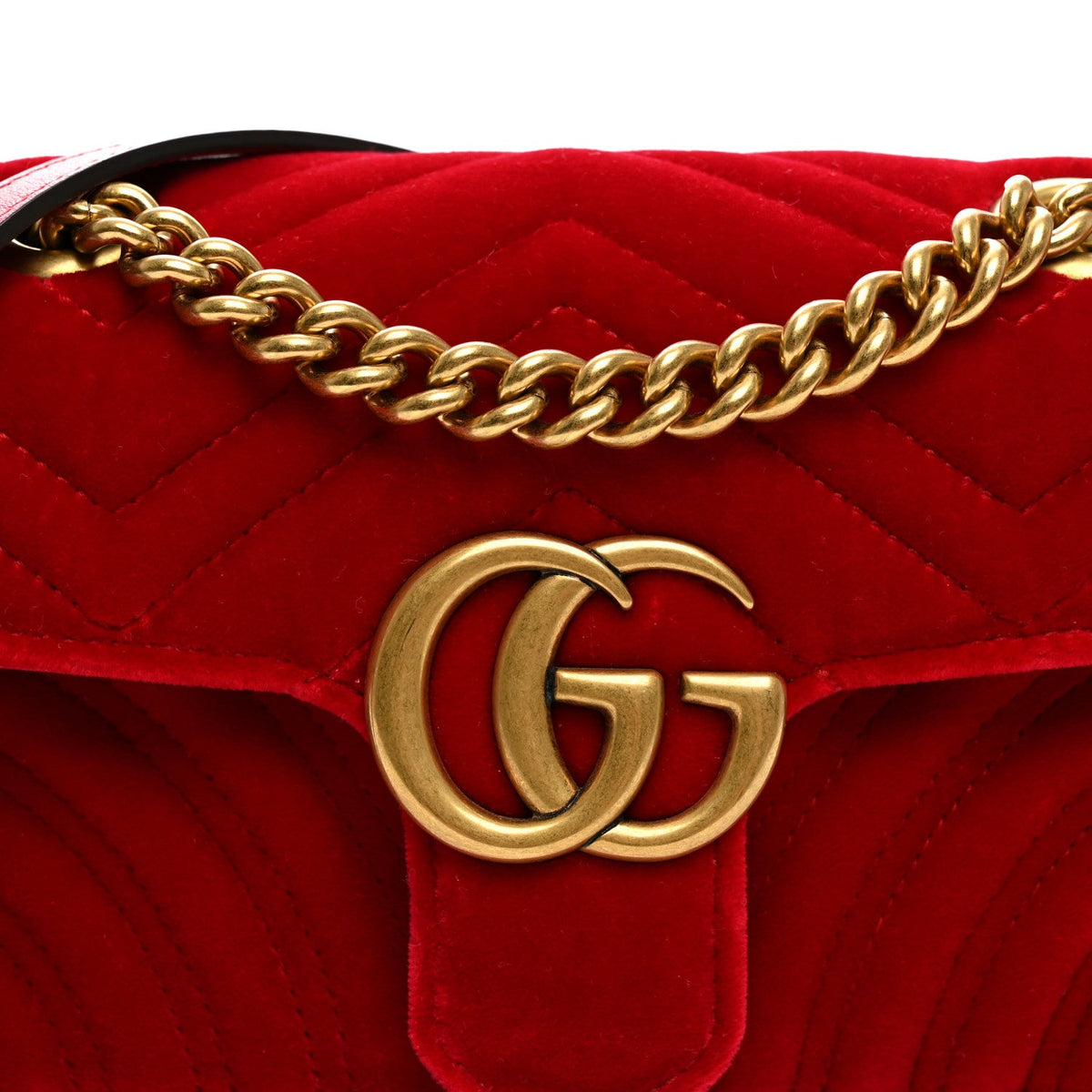 Velvet Matelasse Mini GG Marmont Shoulder Bag Hibiscus Red