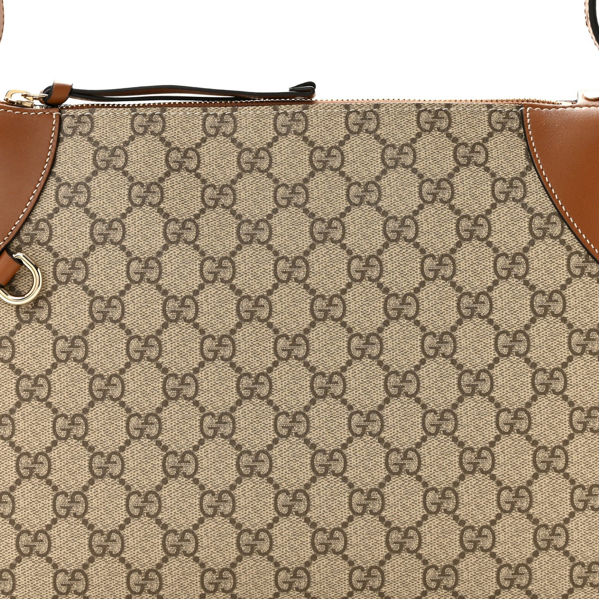 GG Supreme Monogram Emblem Medium Shoulder Bag Beige Ebony Sundial