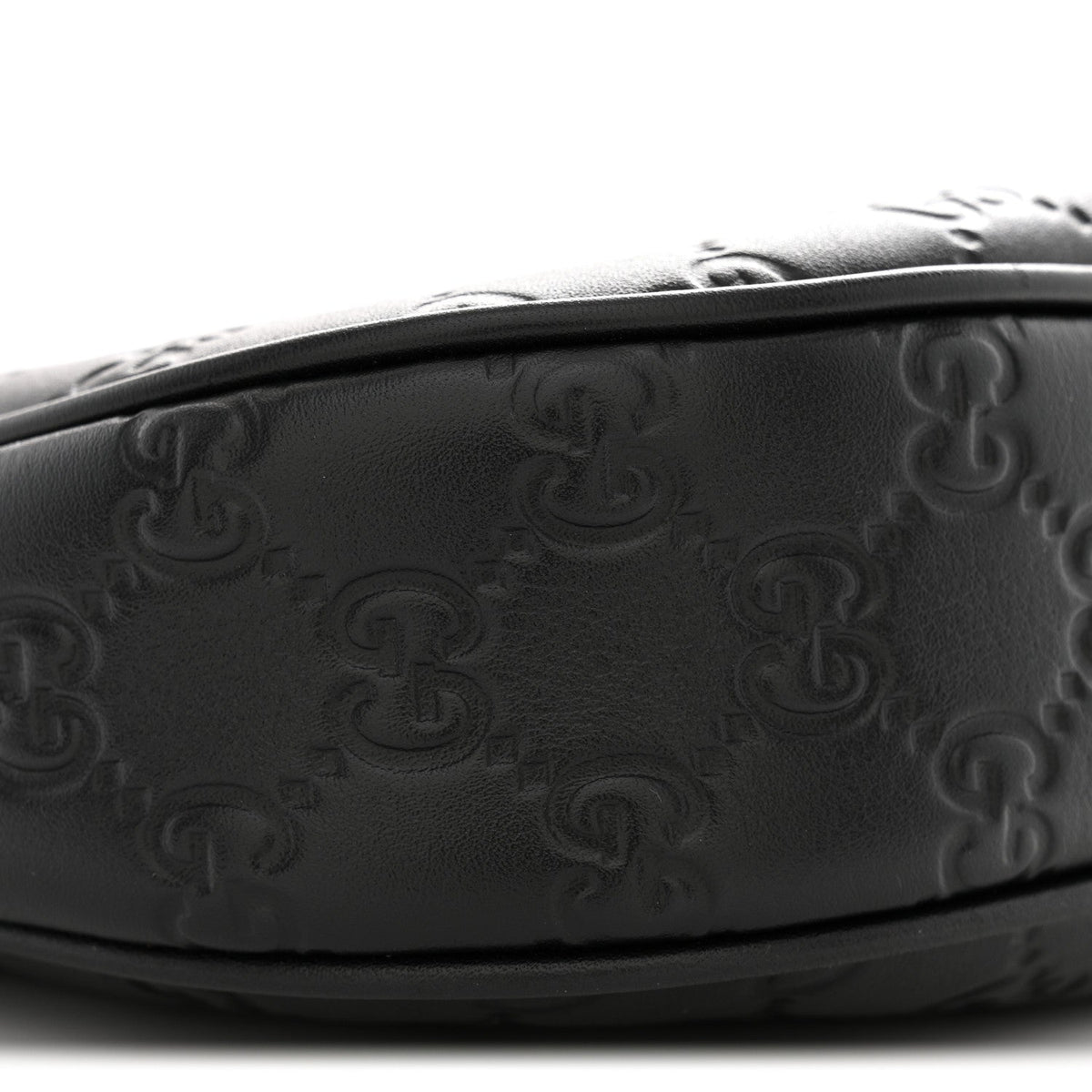 GG Grainy Calfskin Emblem Small Half Moon Shoulder Black