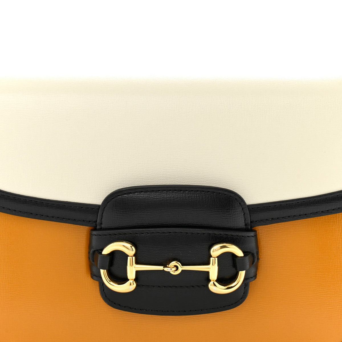 Azalea Calfskin Tri-Color Horsebit 1955 Shoulder Bag Mystic White Sun Oil Black