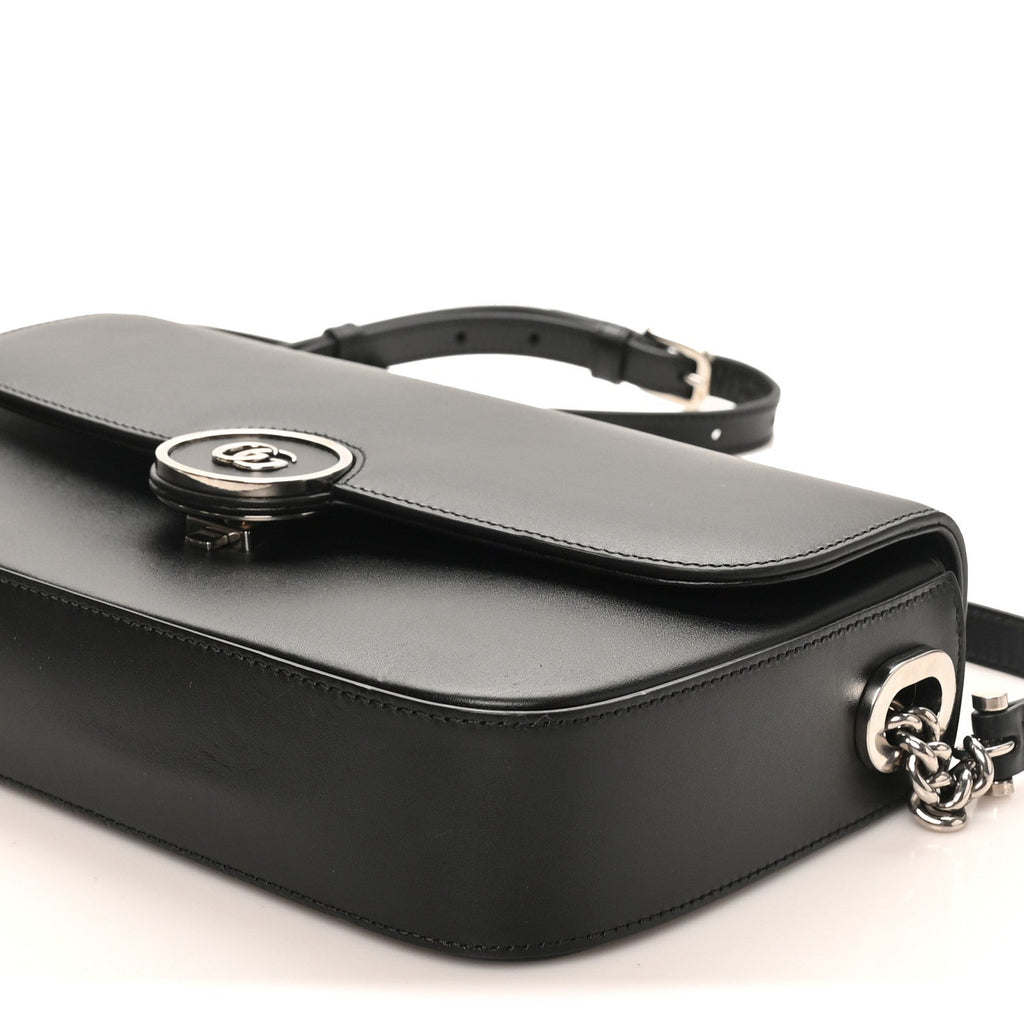 Senna Calfskin Petite GG Top Handle Shoulder Bag Black
