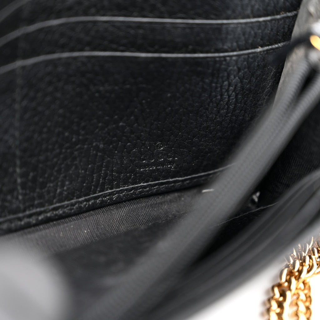 Dollar Calfskin Petite GG Marmont Wallet Chain Bag Black