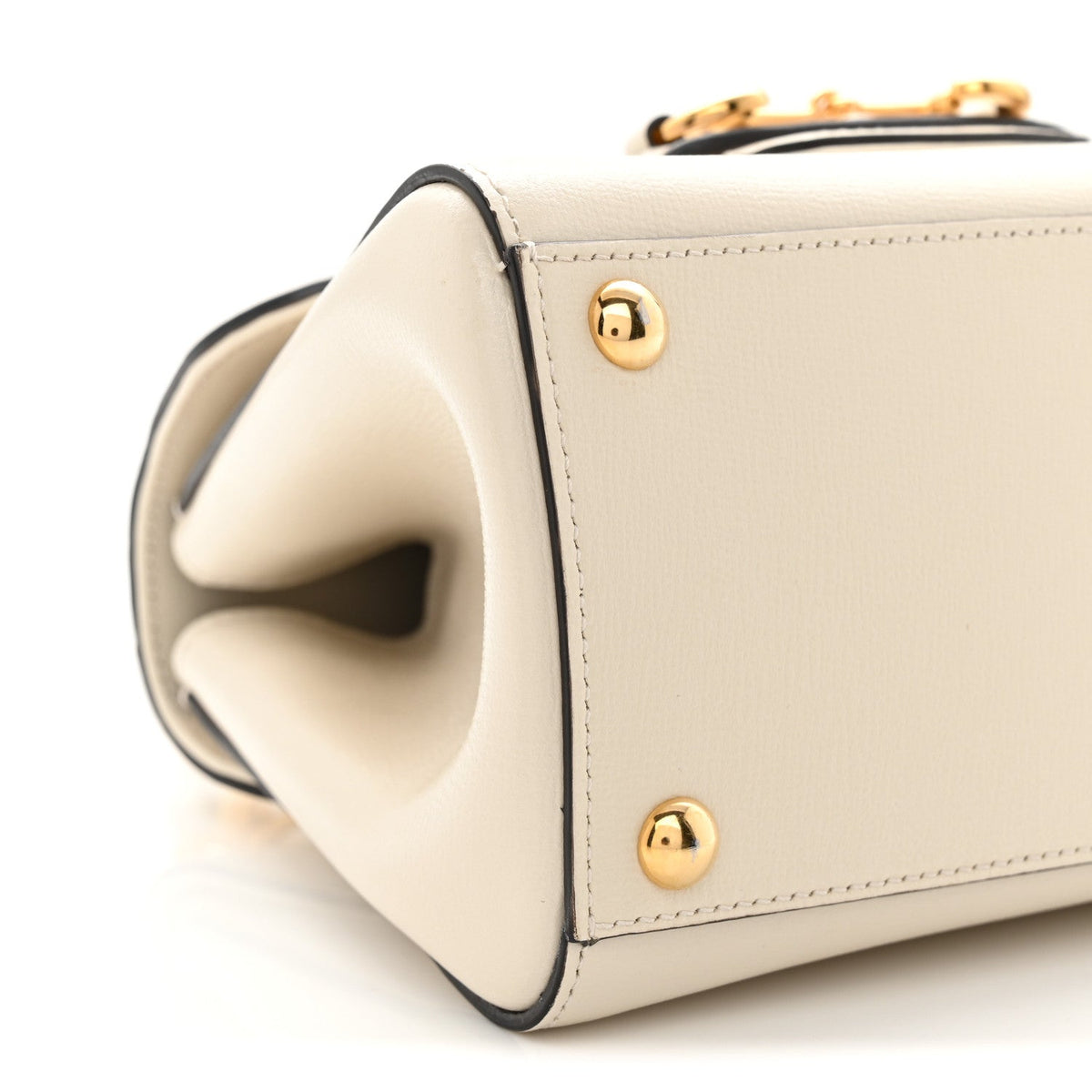 Glazed Textured Calfskin Mini Horsebit 1955 Top Handle Flap Bag Mystic White