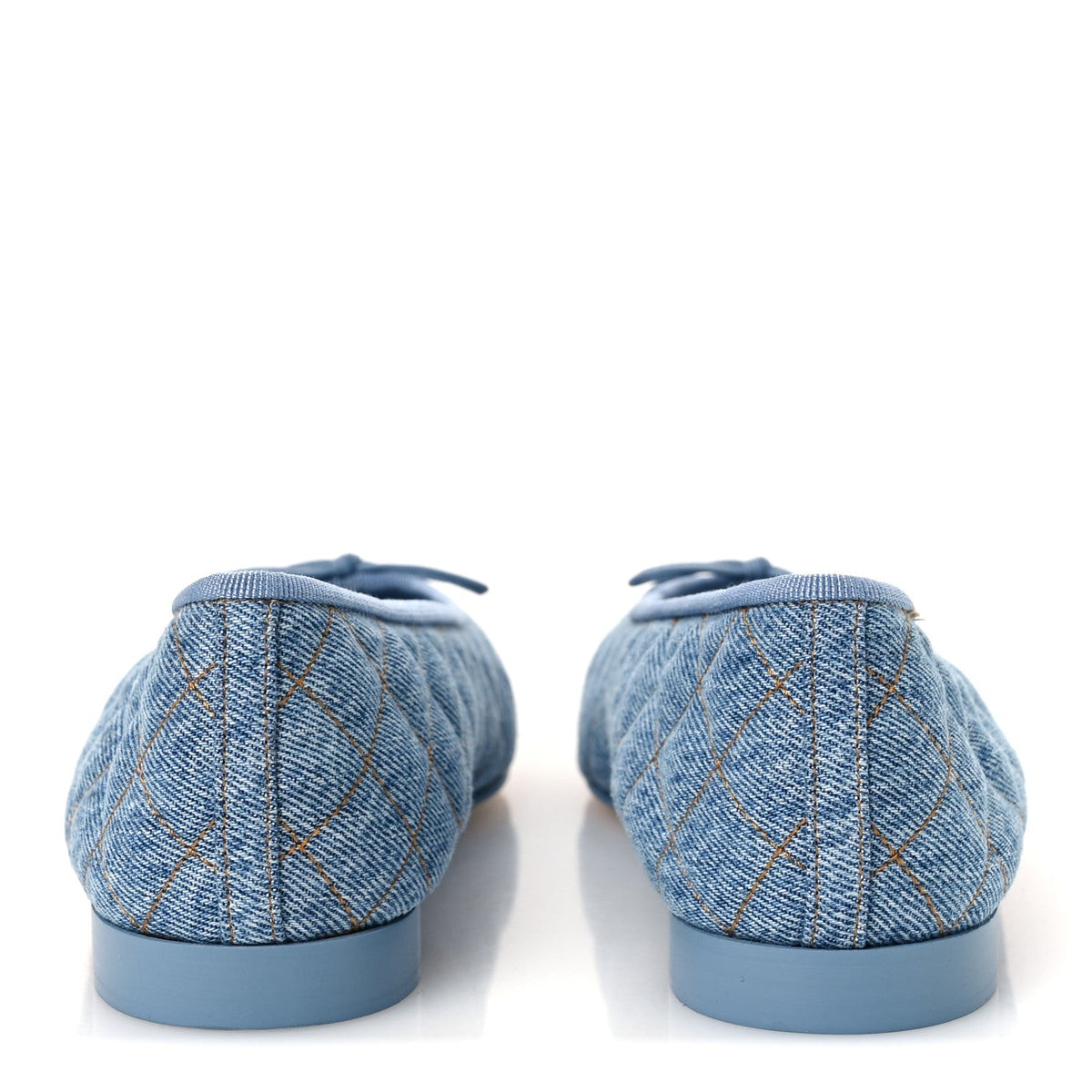 Denim Quilted CC Cap Toe Ballerina Flats 40.5 Light Blue