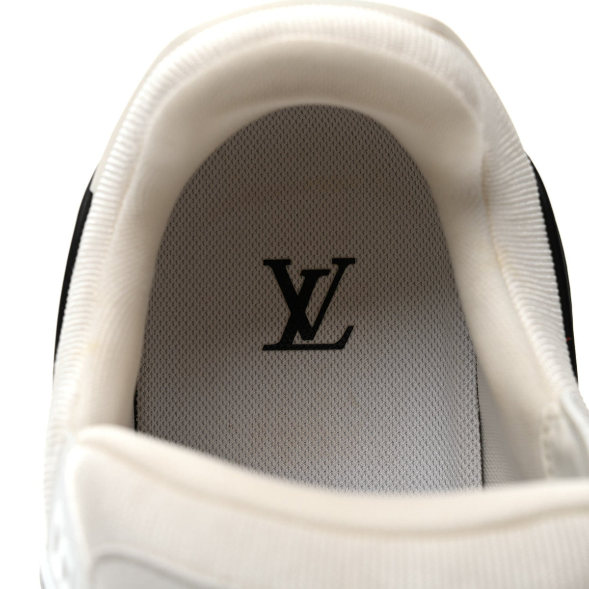 Calfskin Patent Mens LV Trainer Sneakers 9 White Black