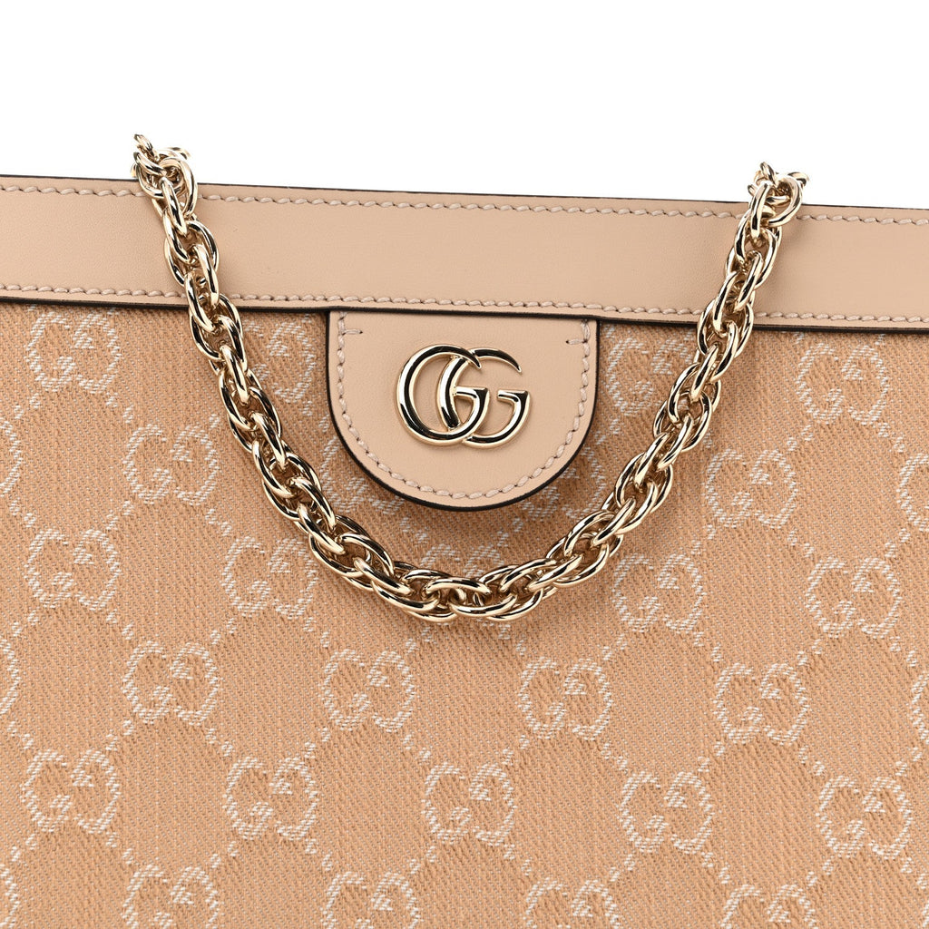 Summer Denim Calfskin GG Monogram Small Ophidia Chain Shoulder Bag Souffle Rose