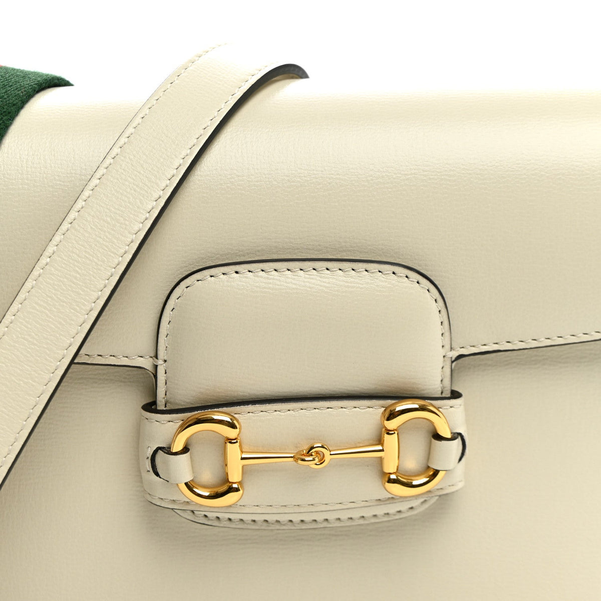 Azalea Calfskin Web Mini Horsebit 1955 Shoulder Bag Mystic White