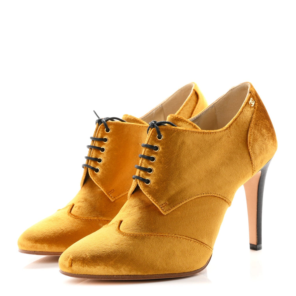 Velvet CC Lace Up Ankle Boots 39 Gold