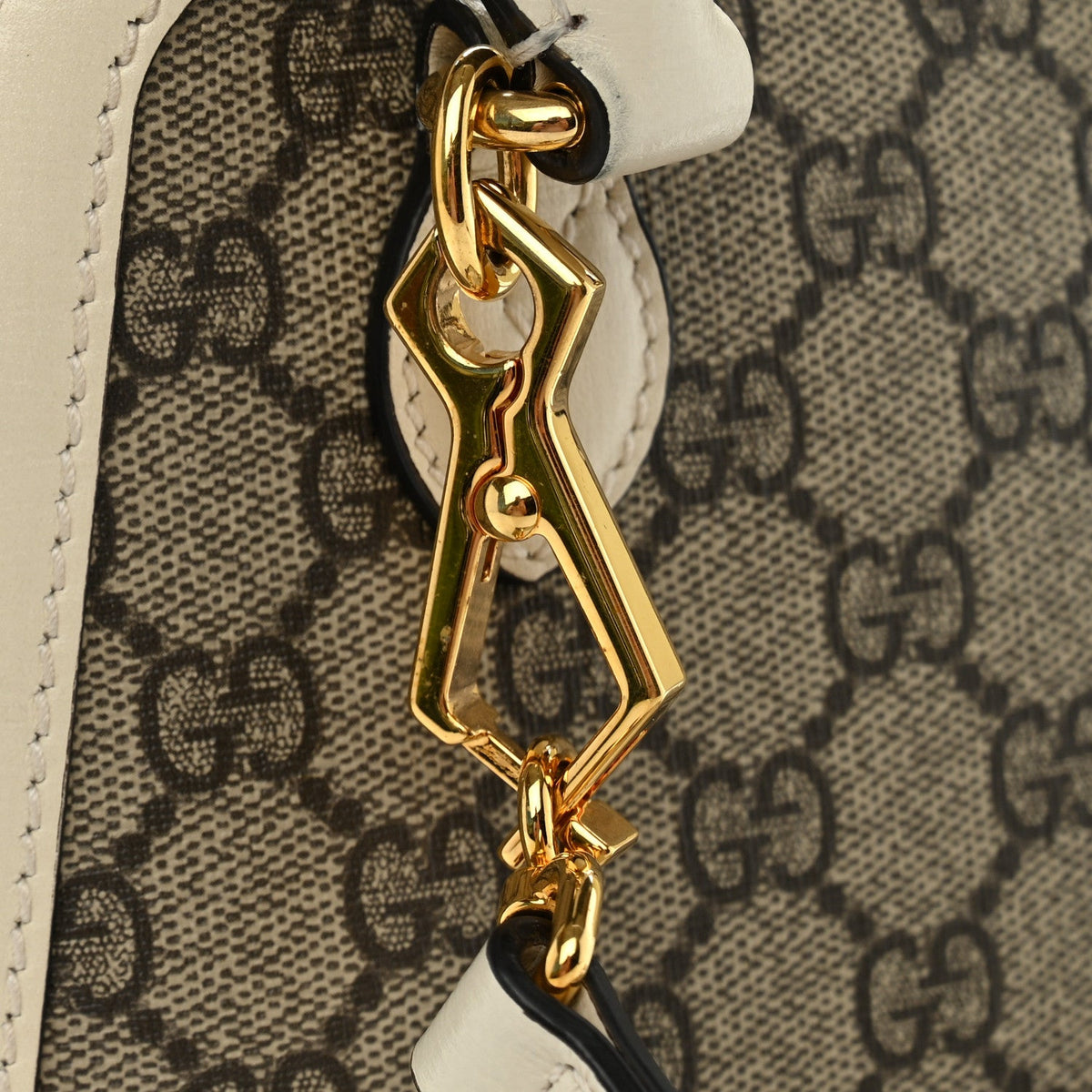 GG Supreme Monogram Azalea Calfskin Mini Horsebit 1955 Top Handle Bag Beige Ebony Mystic White