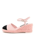 Lambskin Grosgrain CC Espadrilles Wedges 38 Pink Black