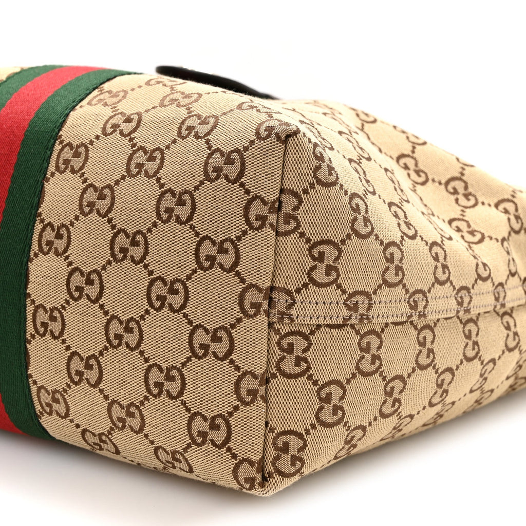 Monogram Web Small Giglio Tote Beige Dark Brown
