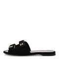 Suede Kidskin Velcro Crystal CC Mules 38.5 Black 39.5 Black