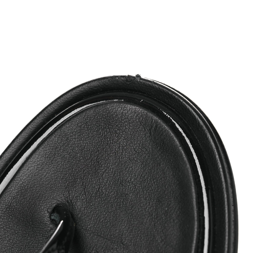 Patent Calfskin Camellia Thong Sandals 37 Black White