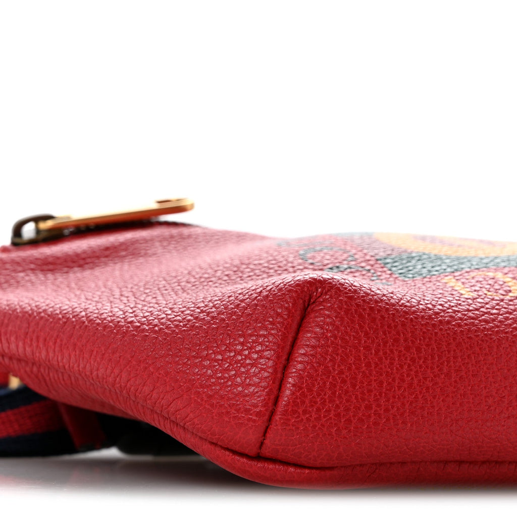 Grained Calfskin Small Logo Belt Bag Hibiscus Red