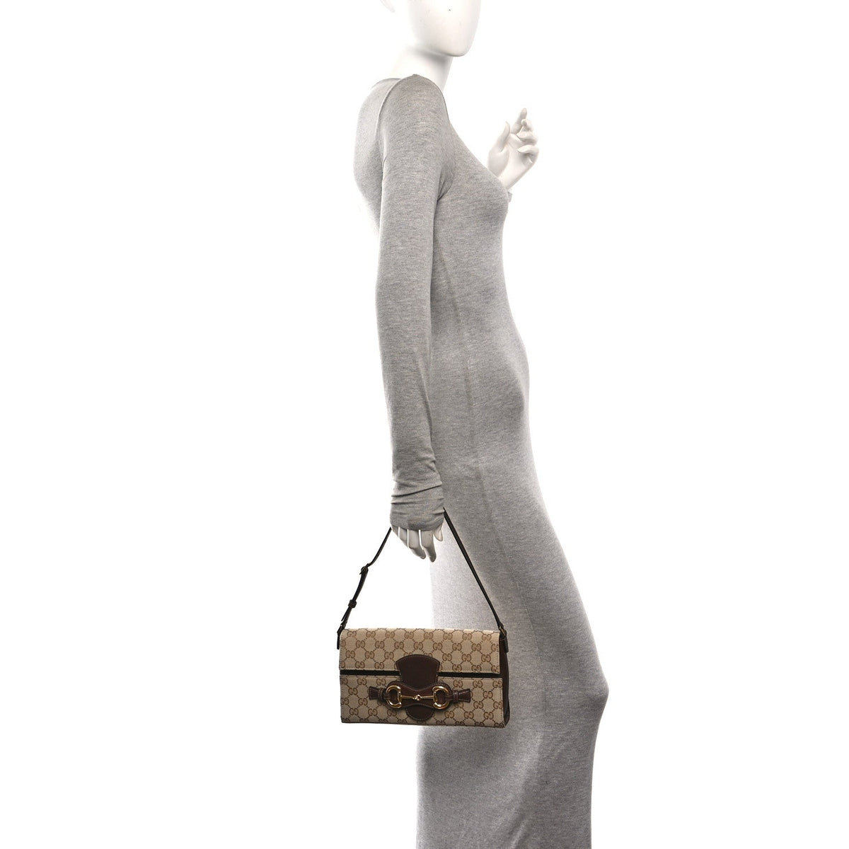 Monogram Medium Ristretto Horsebit Flap Shoulder Bag Sand Brown