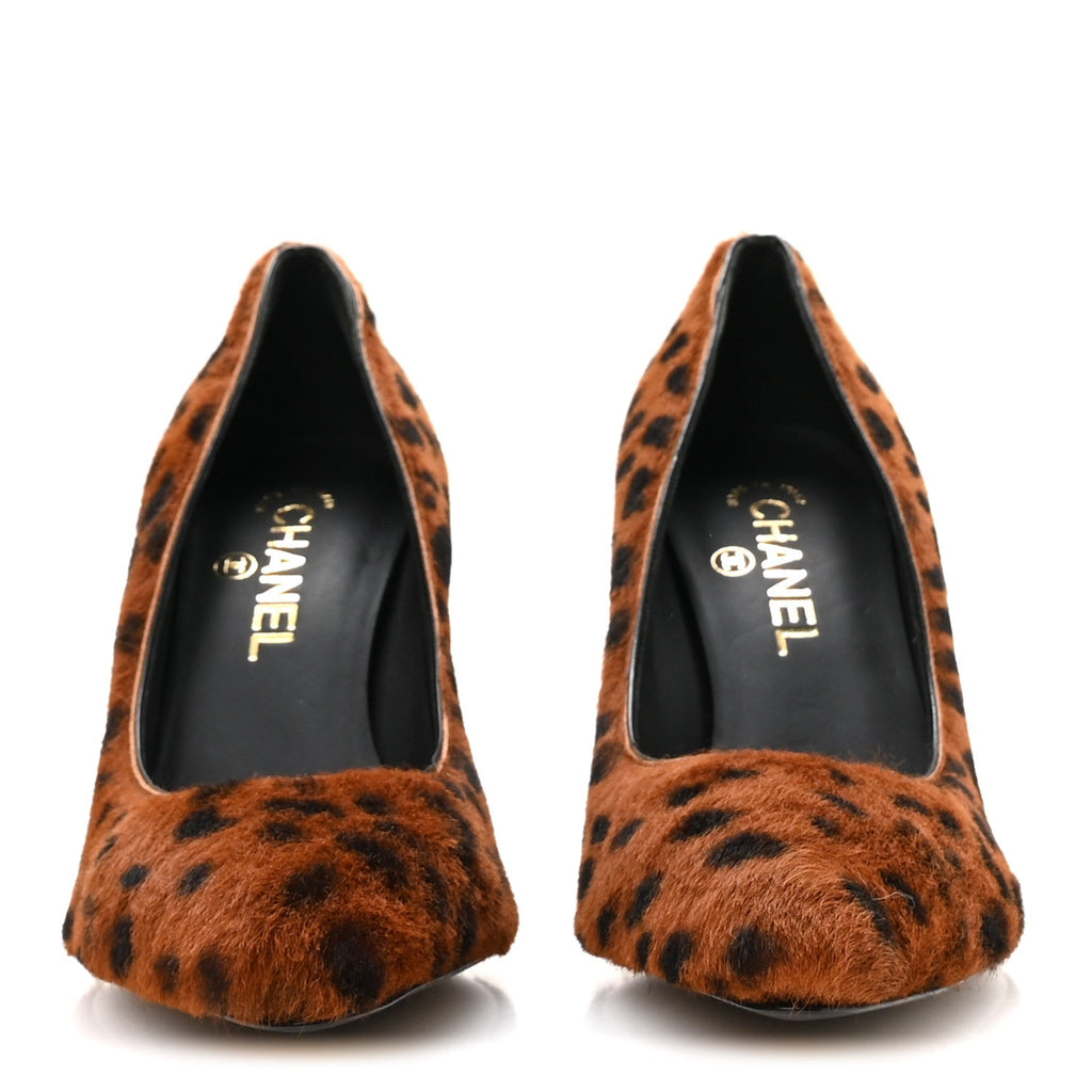 Pony Hair Lambskin Pumps 40 Brown Black