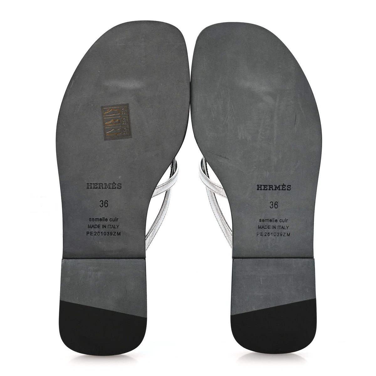 Metallic Goatskin Miss Sandals 36 Gris Argente