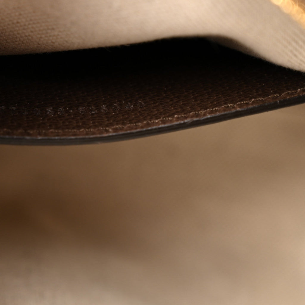 GG Supreme Monogram Textured Dollar Calfskin Web Mini Ophidia Top Handle Bag Beige Ebony New Acero