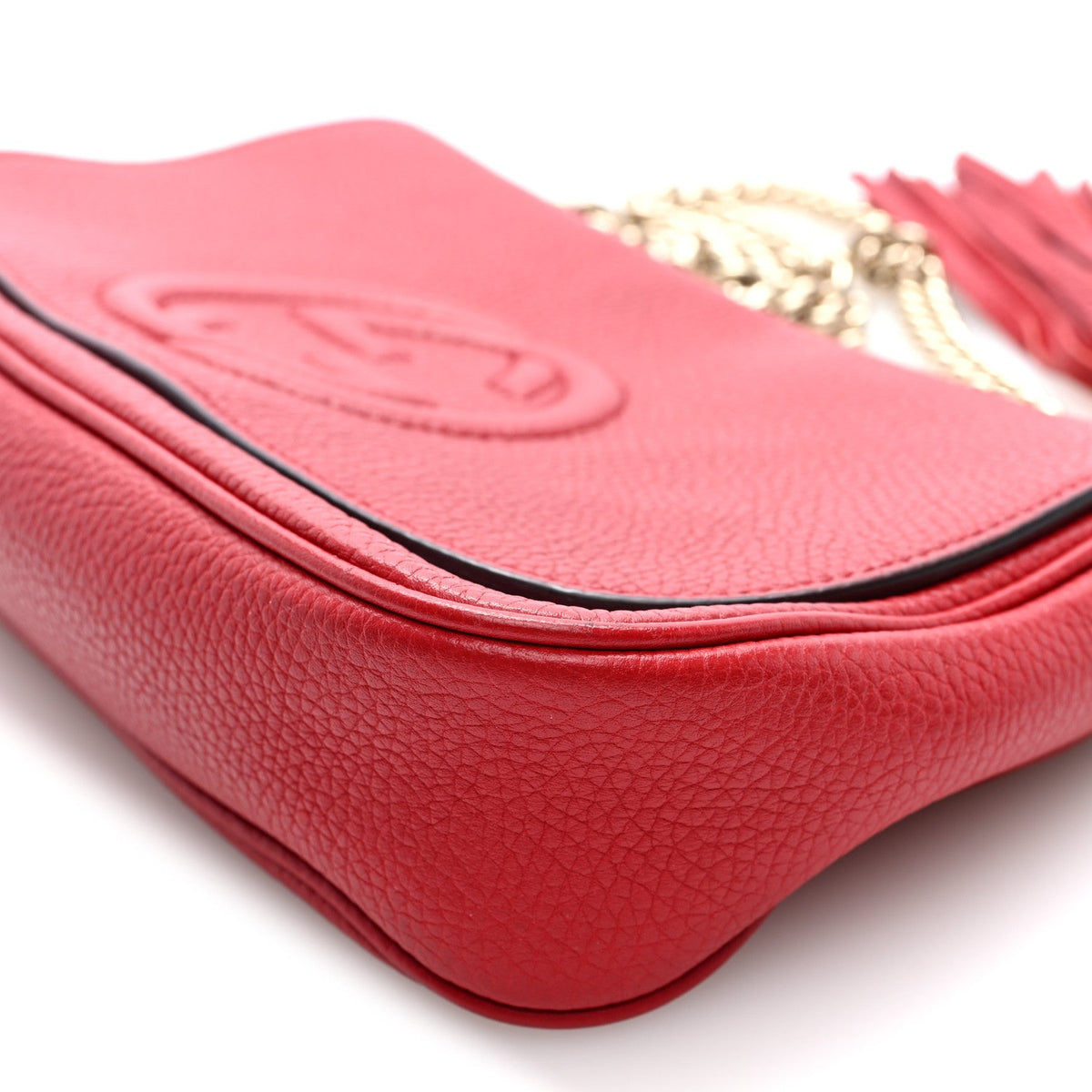 Pebbled Calfskin Medium Soho Flap Crossbody Vibrant Red