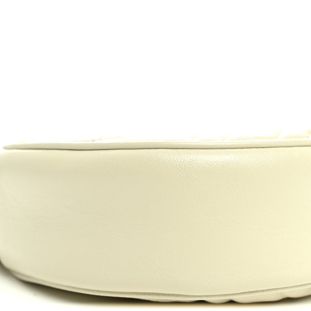 Calfskin Matelasse Mini GG Marmont Round Shoulder Bag White White