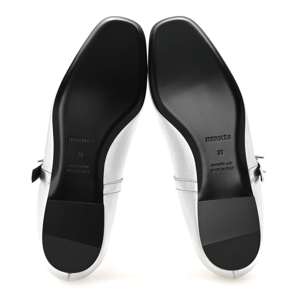 Metallic Goatskin Jane Ballet Flats 39 Gris Argente
