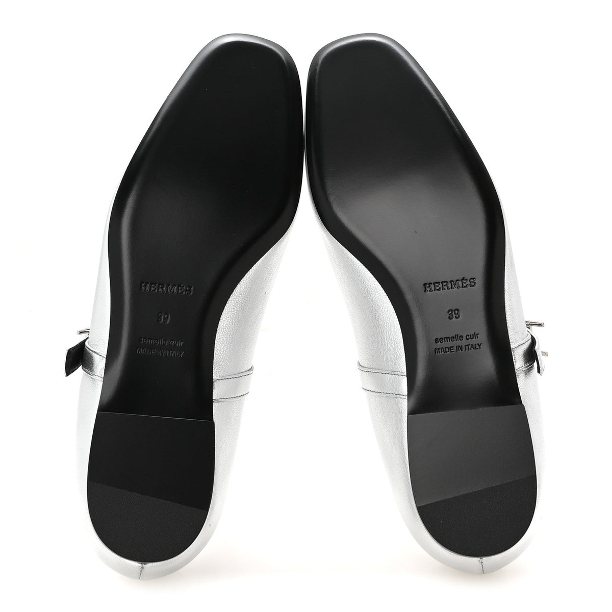 Metallic Goatskin Jane Ballet Flats 39 Gris Argente