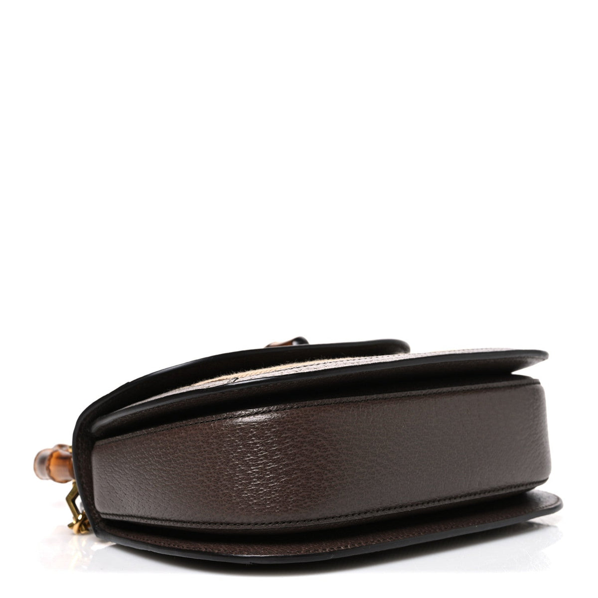 Monogram Jumbo GG Textured Dollar Calfskin Web Small Bamboo 1947 Top Handle Bag Camel Ebony New Acero