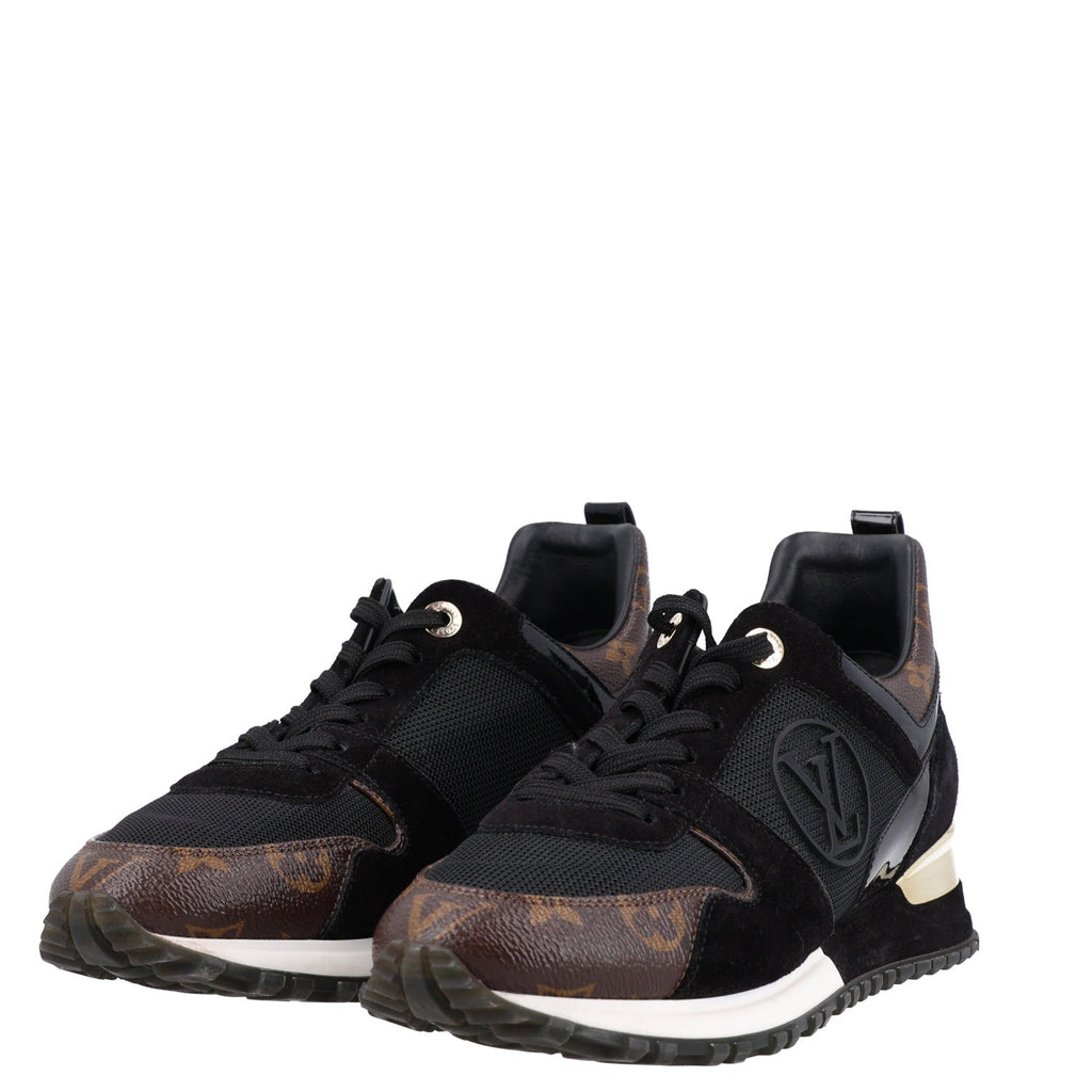 Suede Monogram Run Away Sneakers 38.5 Black