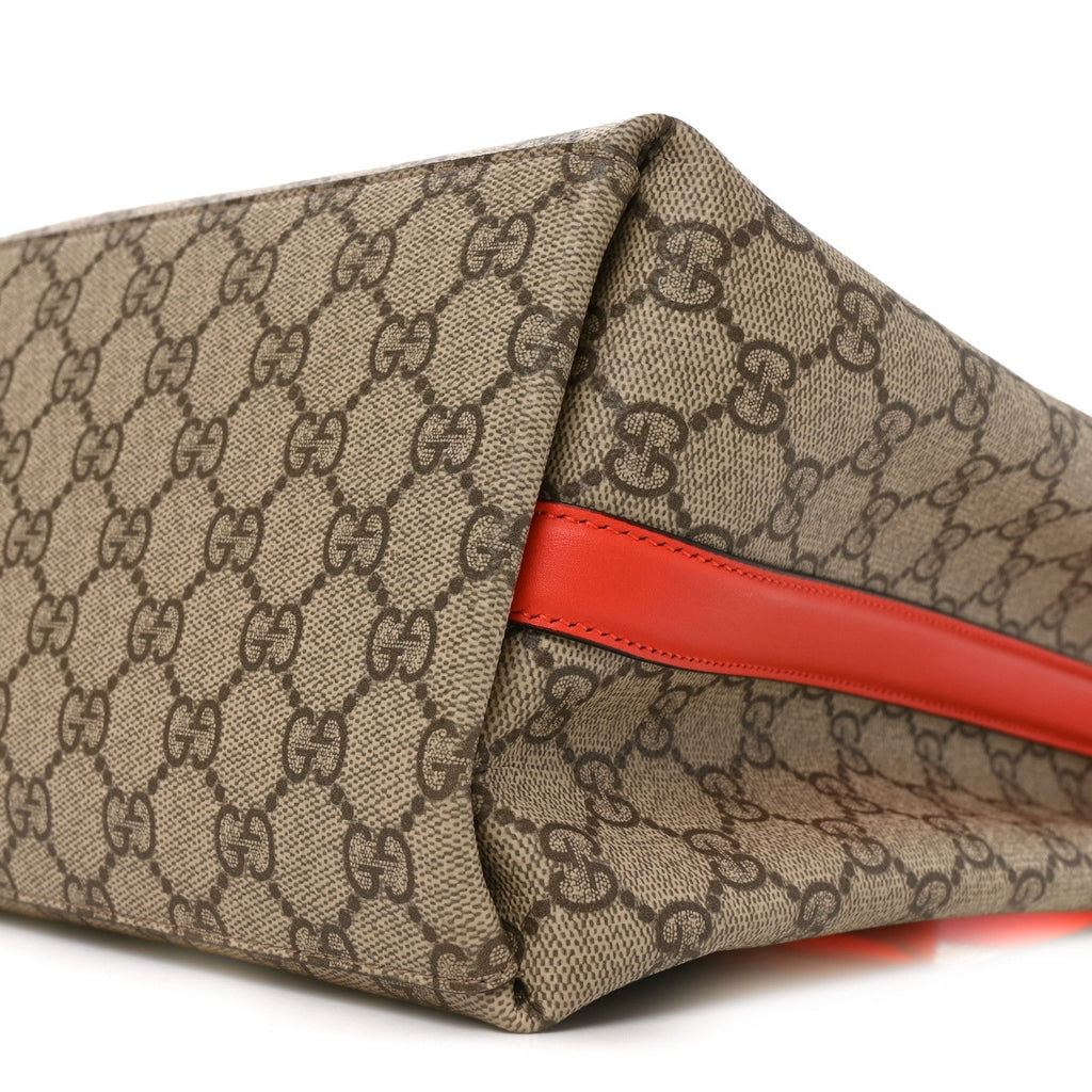 GG Supreme Monogram Medium Emblem Bucket Bag Beige Orange
