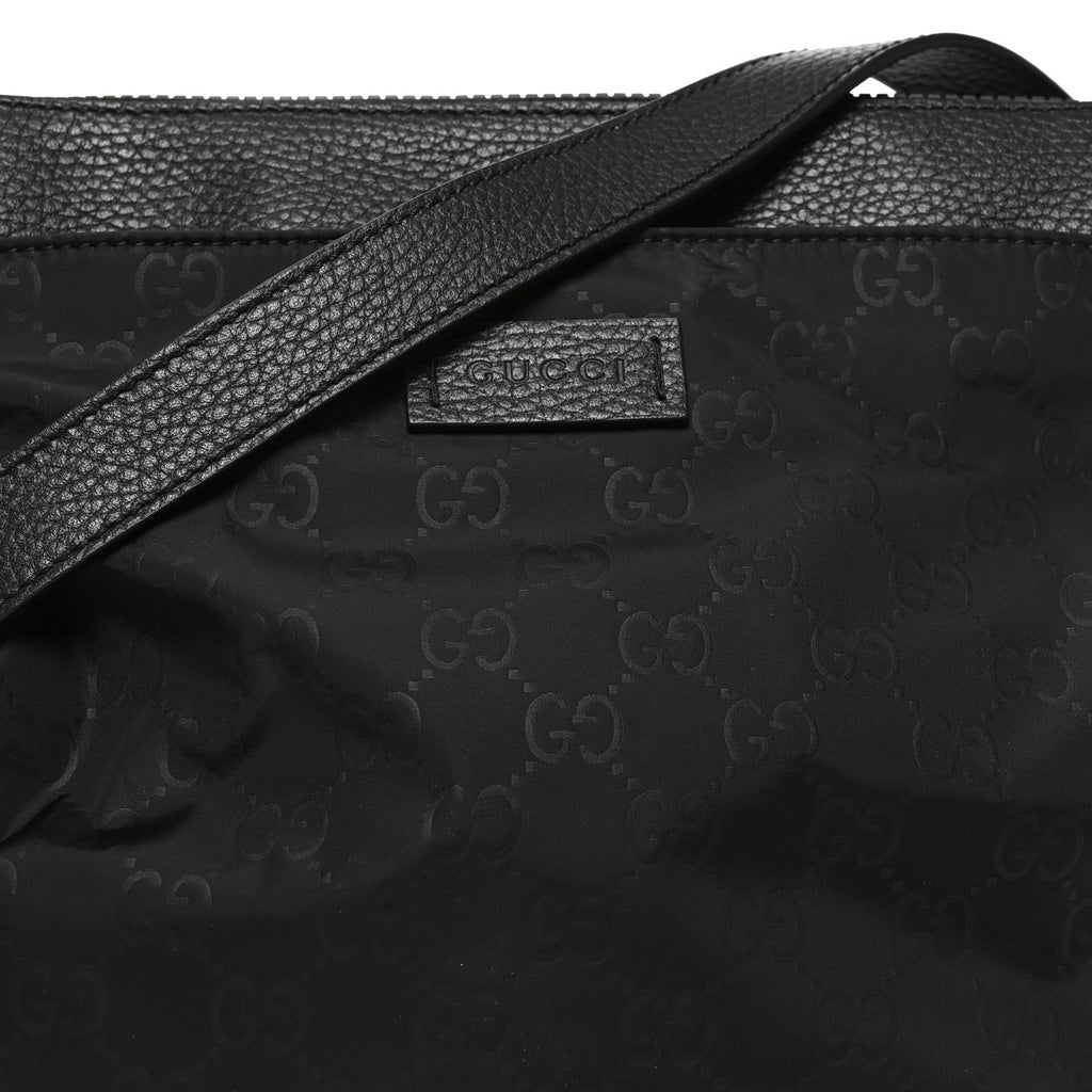 Nylon Monogram Dollar Calfskin Flat Messenger Bag Black