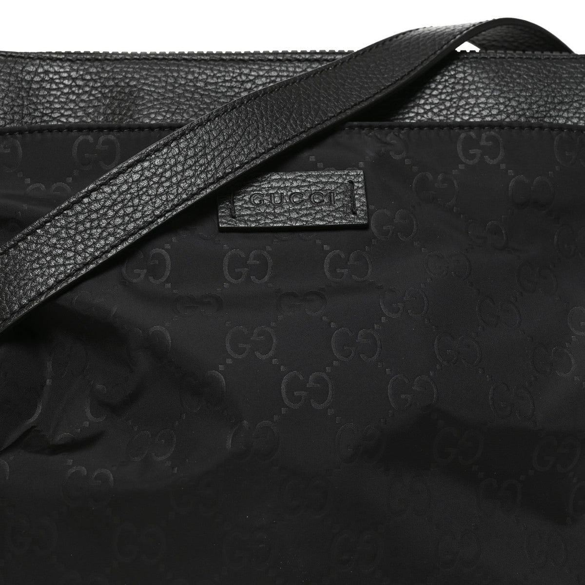 Nylon Monogram Dollar Calfskin Flat Messenger Bag Black