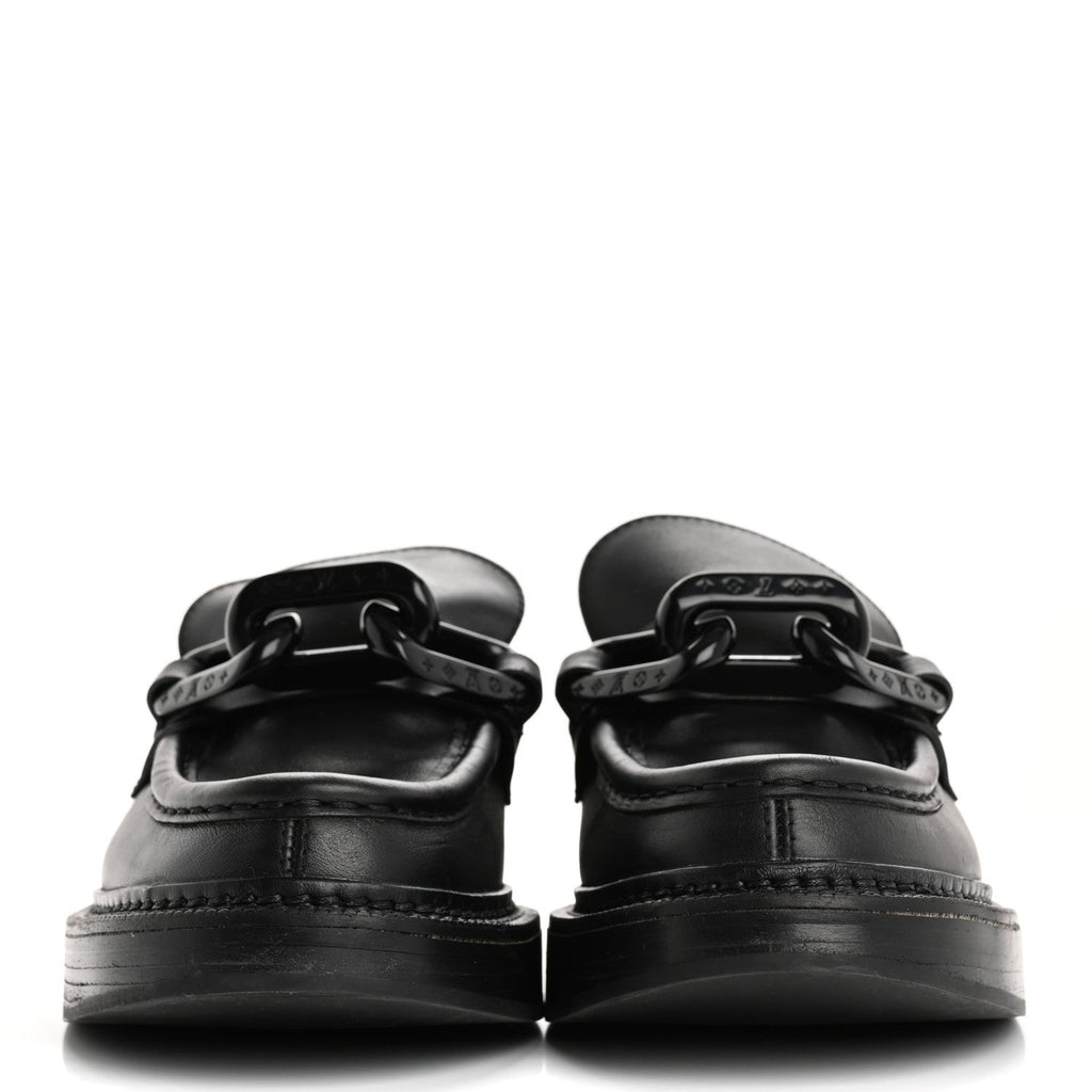 Calfskin Oversized Chain Academy Loafers 37.5 Black