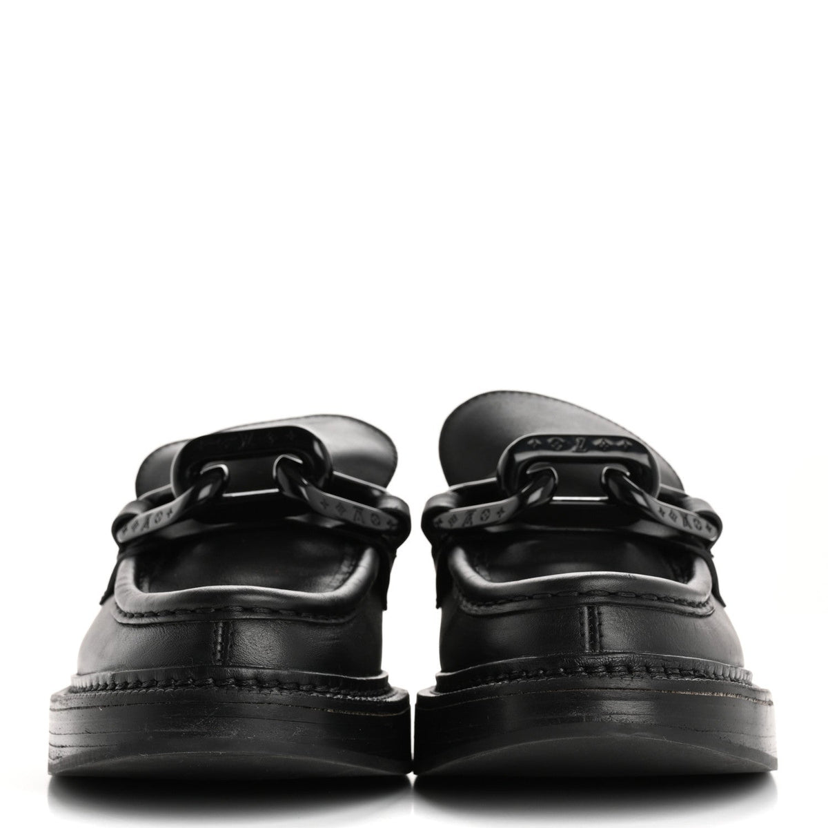 Calfskin Oversized Chain Academy Loafers 37.5 Black