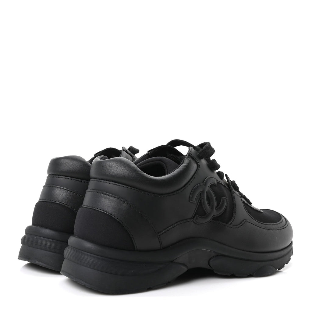 Lambskin Fabric CC Uniform Sneakers 41 Black