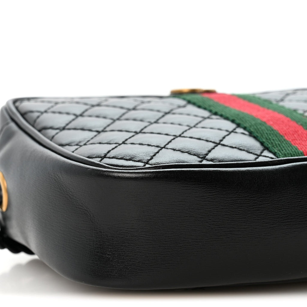 Calfskin Trapuntata Web Mini GG Shoulder Bag Black