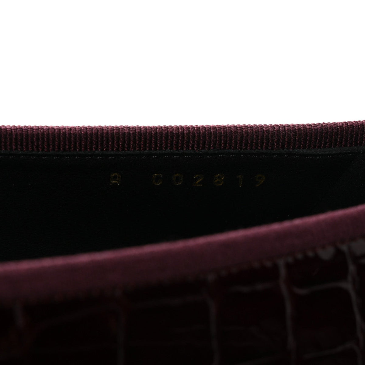 Patent Calfskin Crocodile Embossed Ballerina Flats 36.5 Dark Burgundy Black