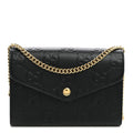Calfskin GG Debossed Chain Wallet Black