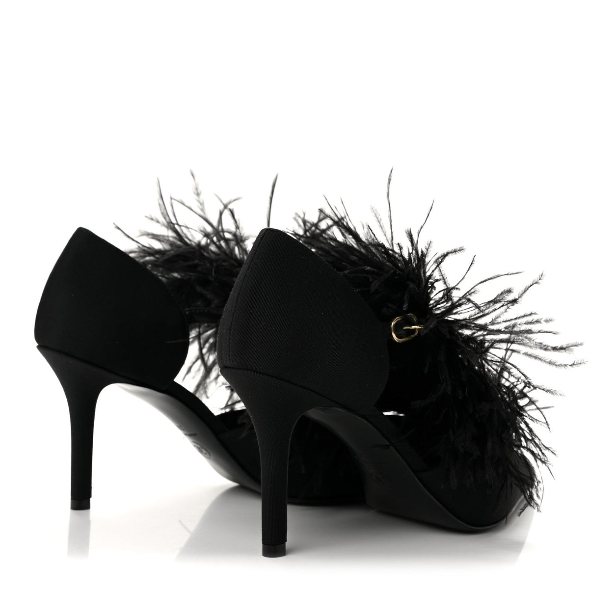 Grosgrain Feather Mary Jane Pumps 38 Black