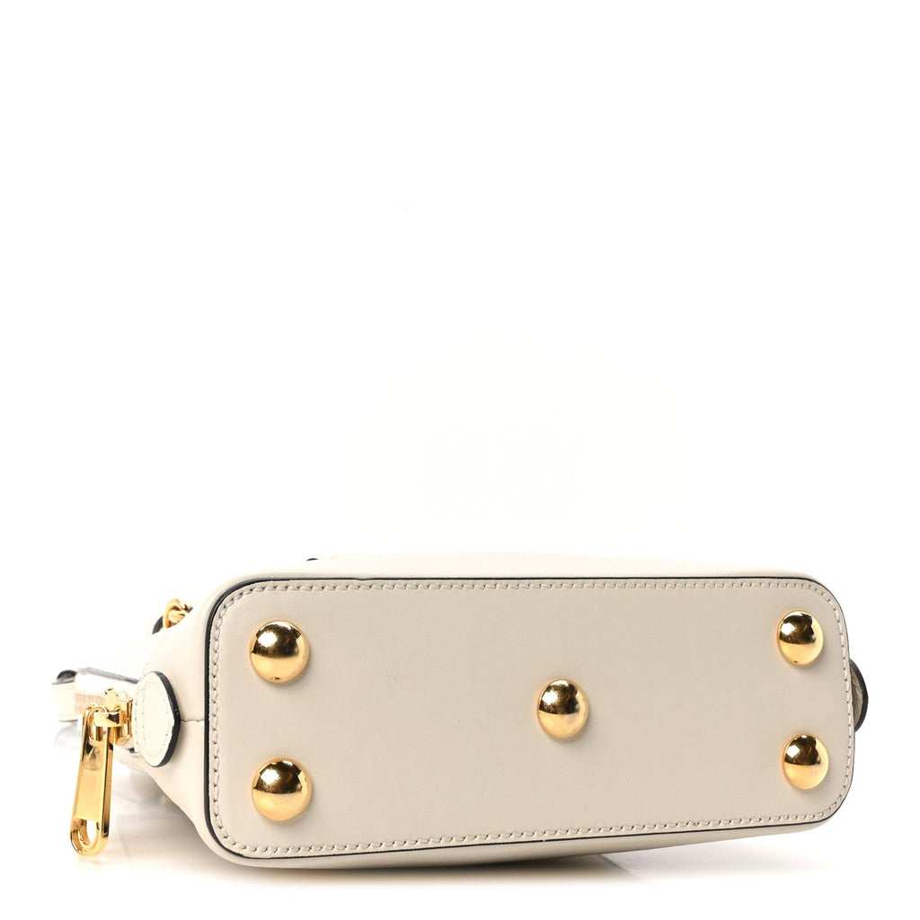 Boarded Plutone Calfskin Mini Horsebit 1955 Top Handle Bag Mystic White