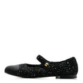 Tweed Sequin Grosgrain Cap Toe Mary Jane Flats 39 Black