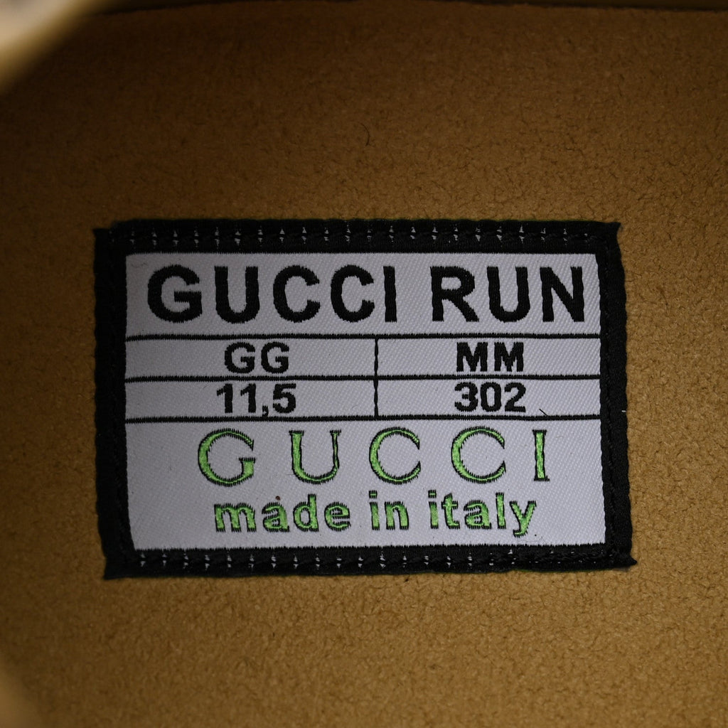 Ultralight Plume Calfskin Monogram Printed Mens Gucci Run Sneakers 11.5 Beige Ebony