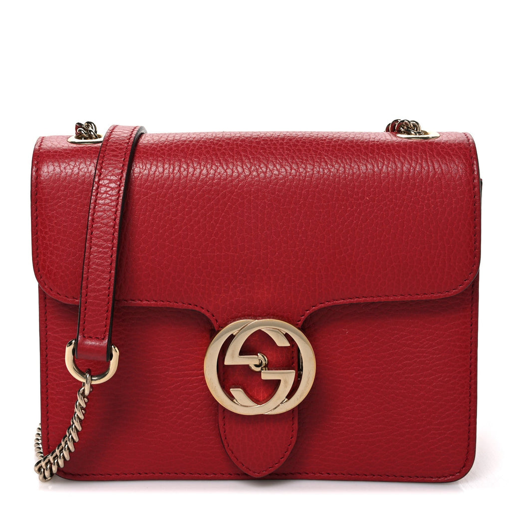 Dollar Calfskin Small Interlocking G Shoulder Bag Red