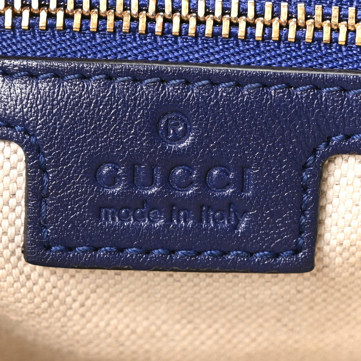 Aria Calfskin Web Large Attache Shoulder Bag Navy