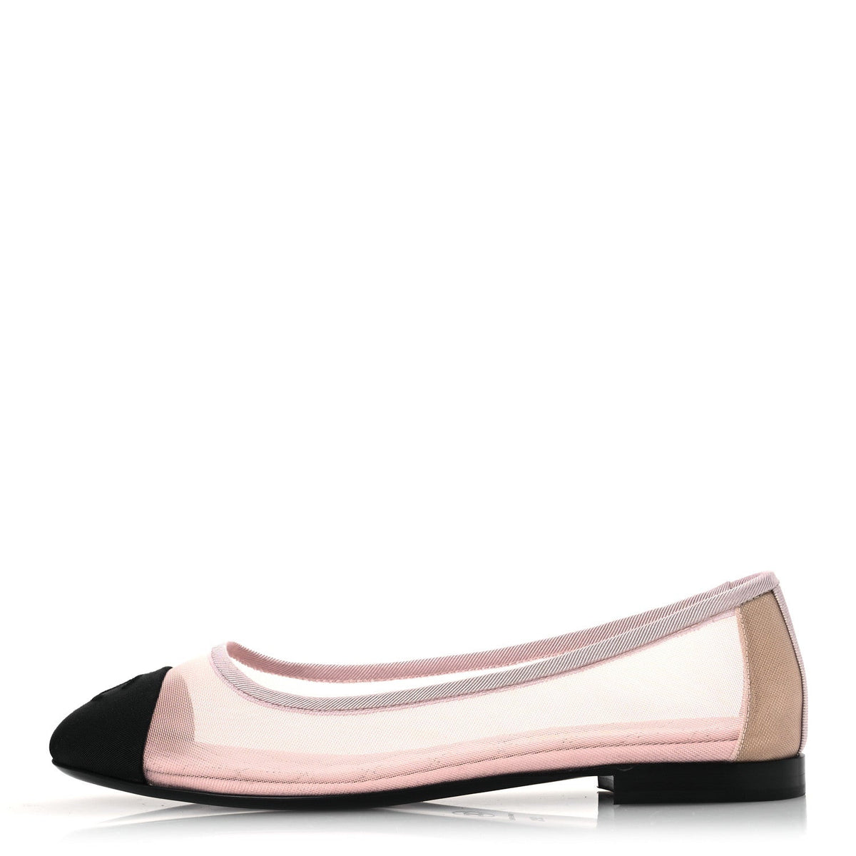Mesh Grosgrain CC Ballerina Flats 39.5 Pink Black 39.5 Pink Black