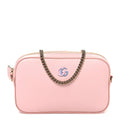 Dollar Calfskin Enamel Super Mini GG Marmont Chain Shoulder Bag Light Pink Blue
